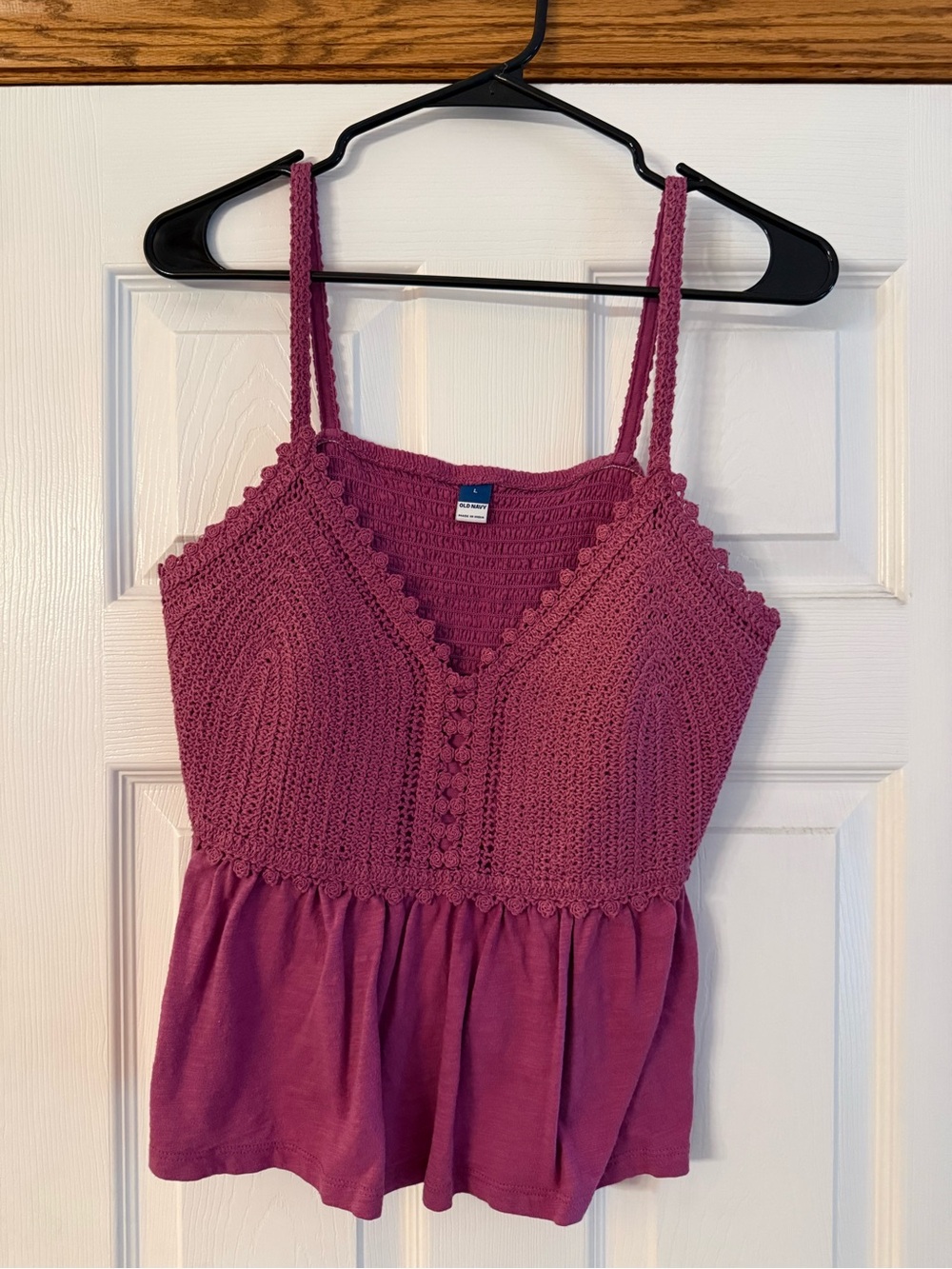 Old Navy Crochet Knit Spaghetti Tank - Raspberry
